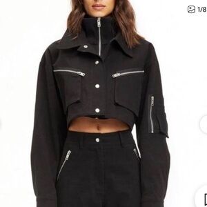 I AM GIA Black cropped moto jacket zippers small
